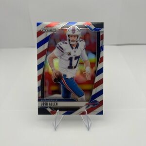 Josh Allen Panini Prizm Football Card with Red, Blue, and White Accents